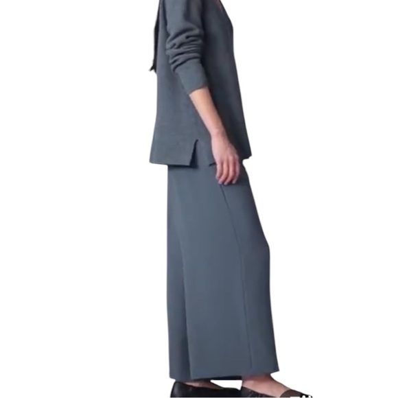 JOHNNY WAS WIDE LEG 100% SILK CROP PANTS WITH DRAWSTRING GREY SZ XL - Picture 2 of 15